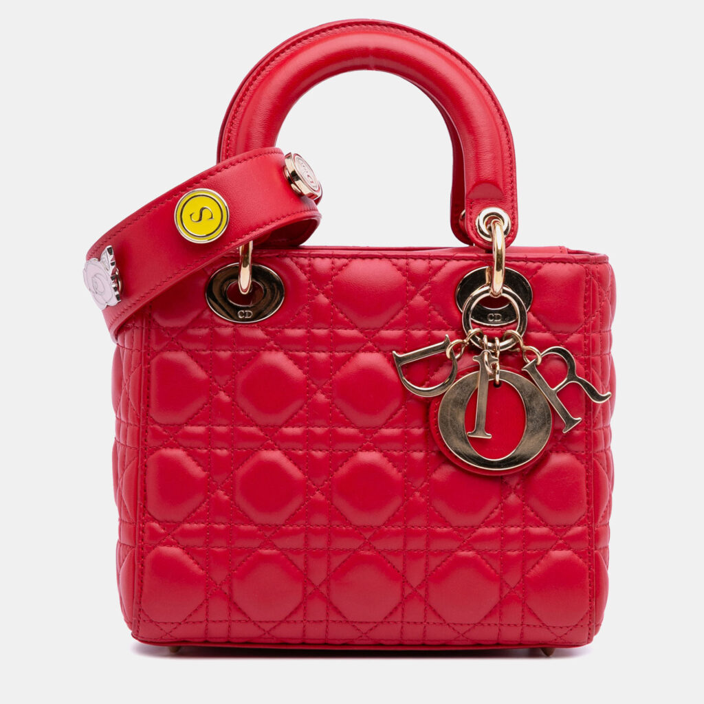 Dior Red Small Lambskin Cannage My ABCDior Lady Dior