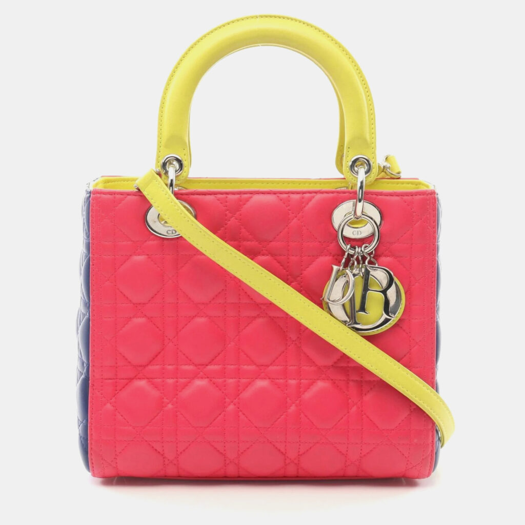 Dior Lady Dior Pink Green Blue Leather Shoulder Bag