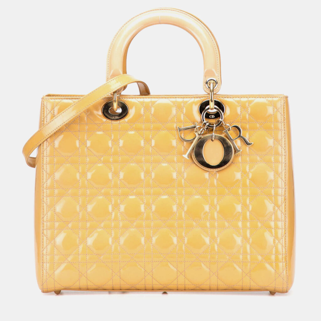 Dior Beige Large Patent Cannage Lady Dior Dior Beige Large Patent Cannage Lady Dior