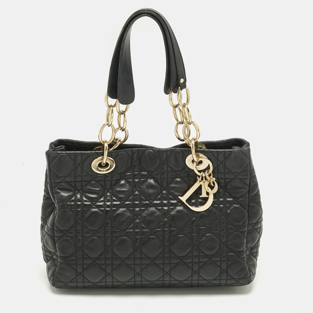Dior Black Cannage Leather Small Soft Lady Dior Tote Dior Black Cannage Leather Small Soft Lady Dior Tote
