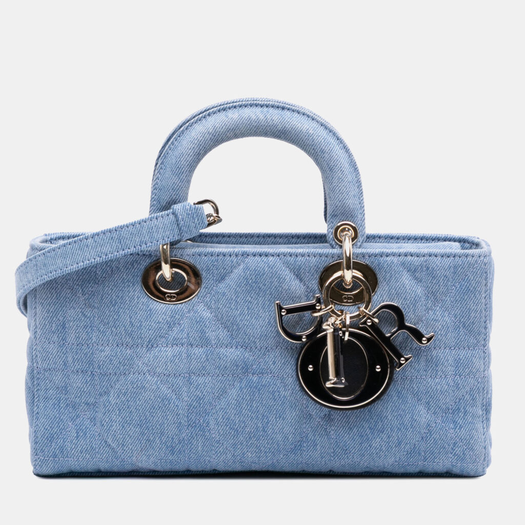 Dior Blue Medium Denim Macrocannage Lady D Joy Satchel Dior Blue Medium Denim Macrocannage Lady D Joy Satchel