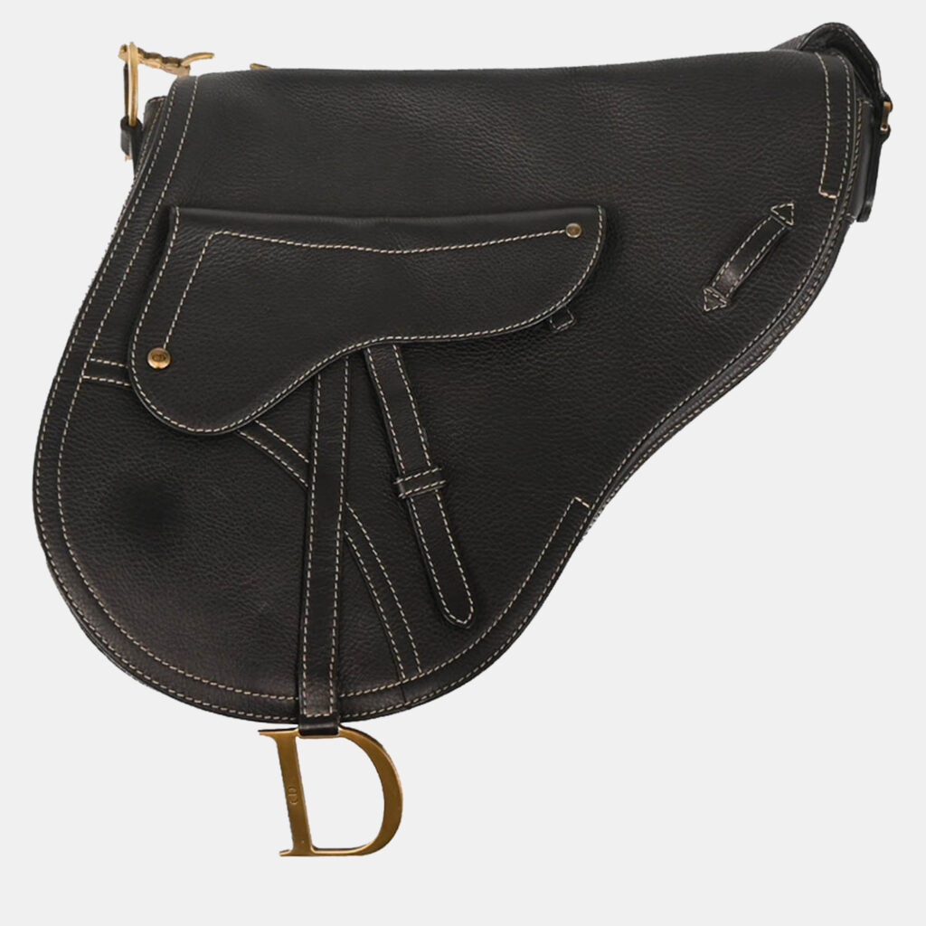 Christian Dior Black Leather Saddle Shoulder Bag Christian Dior Black Leather Saddle Shoulder Bag