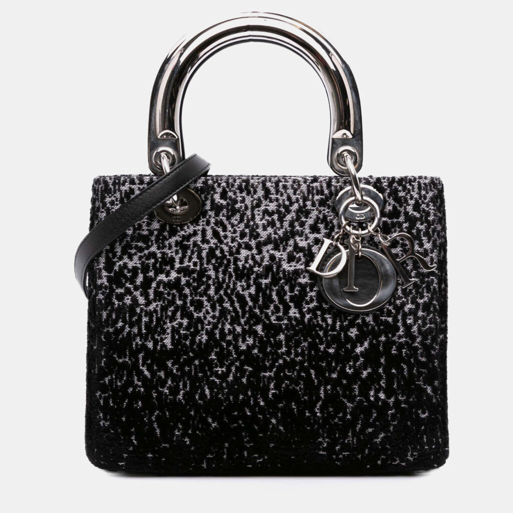 Dior Black Medium Velvet and Canvas Lady Dior Dior Black Medium Velvet and Canvas Lady Dior