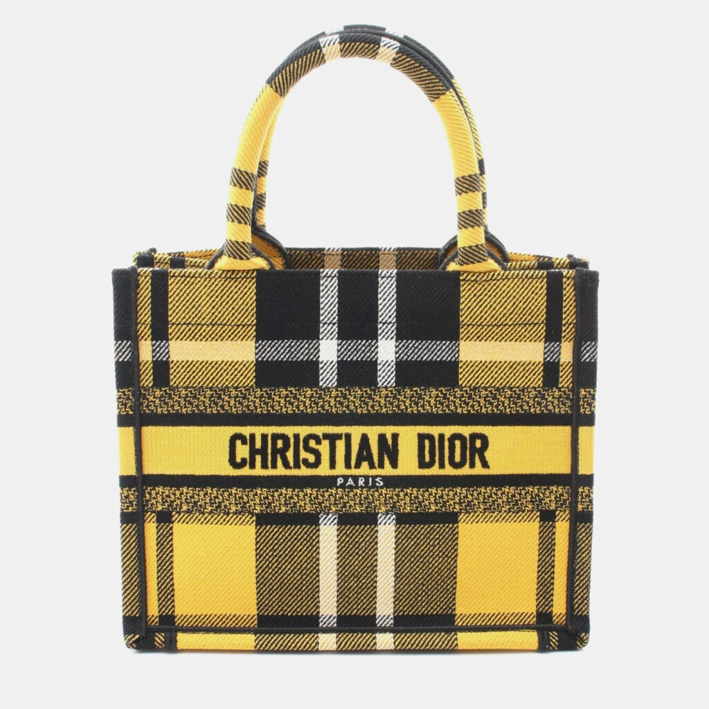 Dior Book Tote Small Yellow Black White Canvas Tote Bag Dior Book Tote Small Yellow Black White Canvas Tote Bag