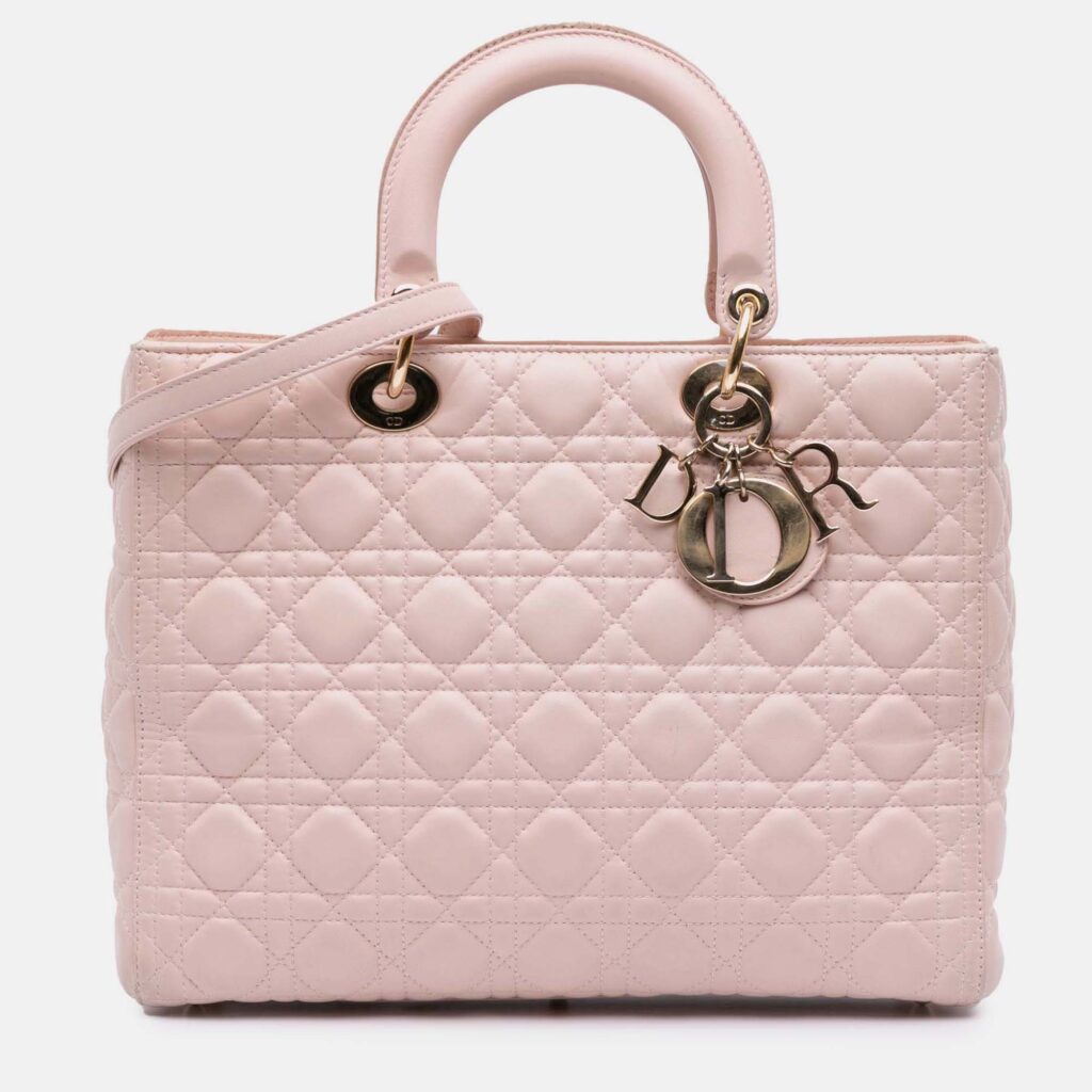 Dior Pink Large Lambskin Cannage Lady Dior Dior Pink Large Lambskin Cannage Lady Dior