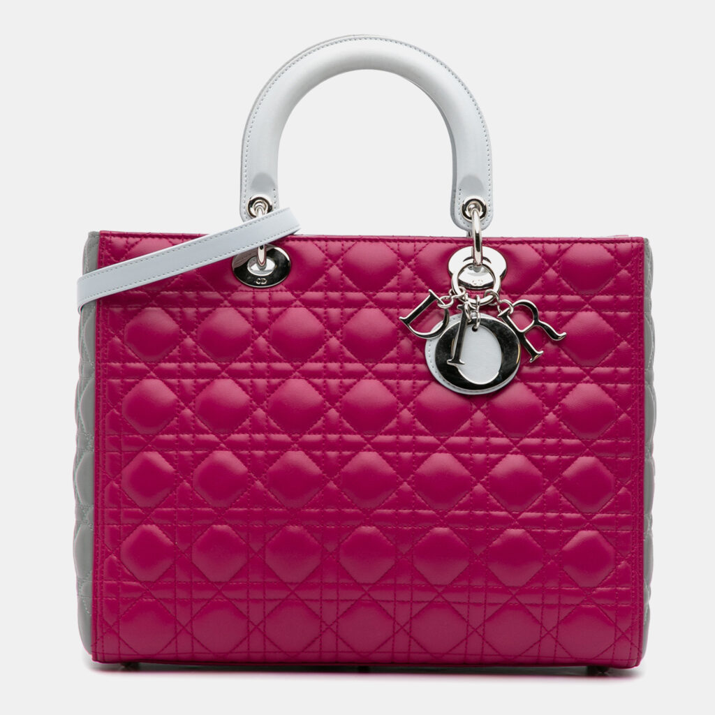 Dior Pink Large Bicolor Lambskin Cannage Lady Dior Dior Pink Large Bicolor Lambskin Cannage Lady Dior