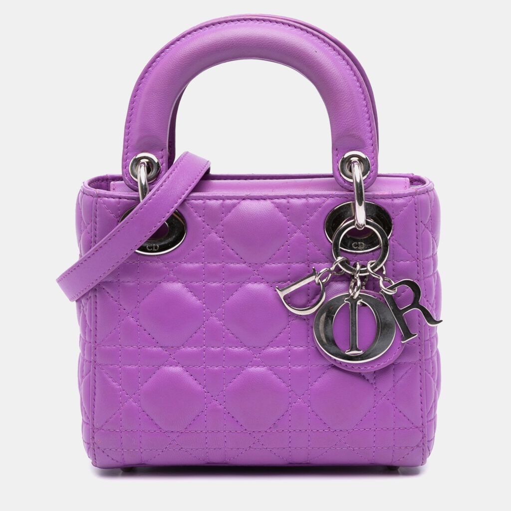Dior Purple Mini Lambskin Cannage Lady Dior Dior Purple Mini Lambskin Cannage Lady Dior