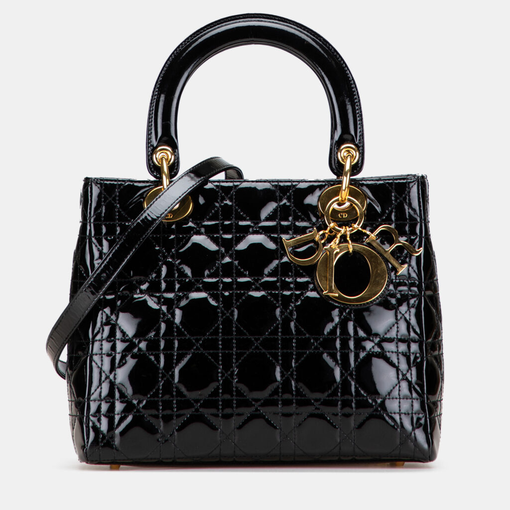Dior Black Medium Patent Cannage Lady Dior Dior Black Medium Patent Cannage Lady Dior