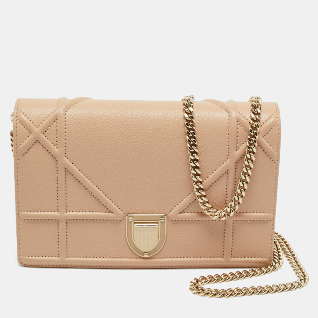 Dior Beige Leather Diorama Wallet on Chain Dior Beige Leather Diorama Wallet on Chain