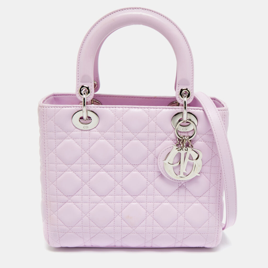 Dior Lilac Cannage Leather Medium Lady Dior Tote Dior Lilac Cannage Leather Medium Lady Dior Tote