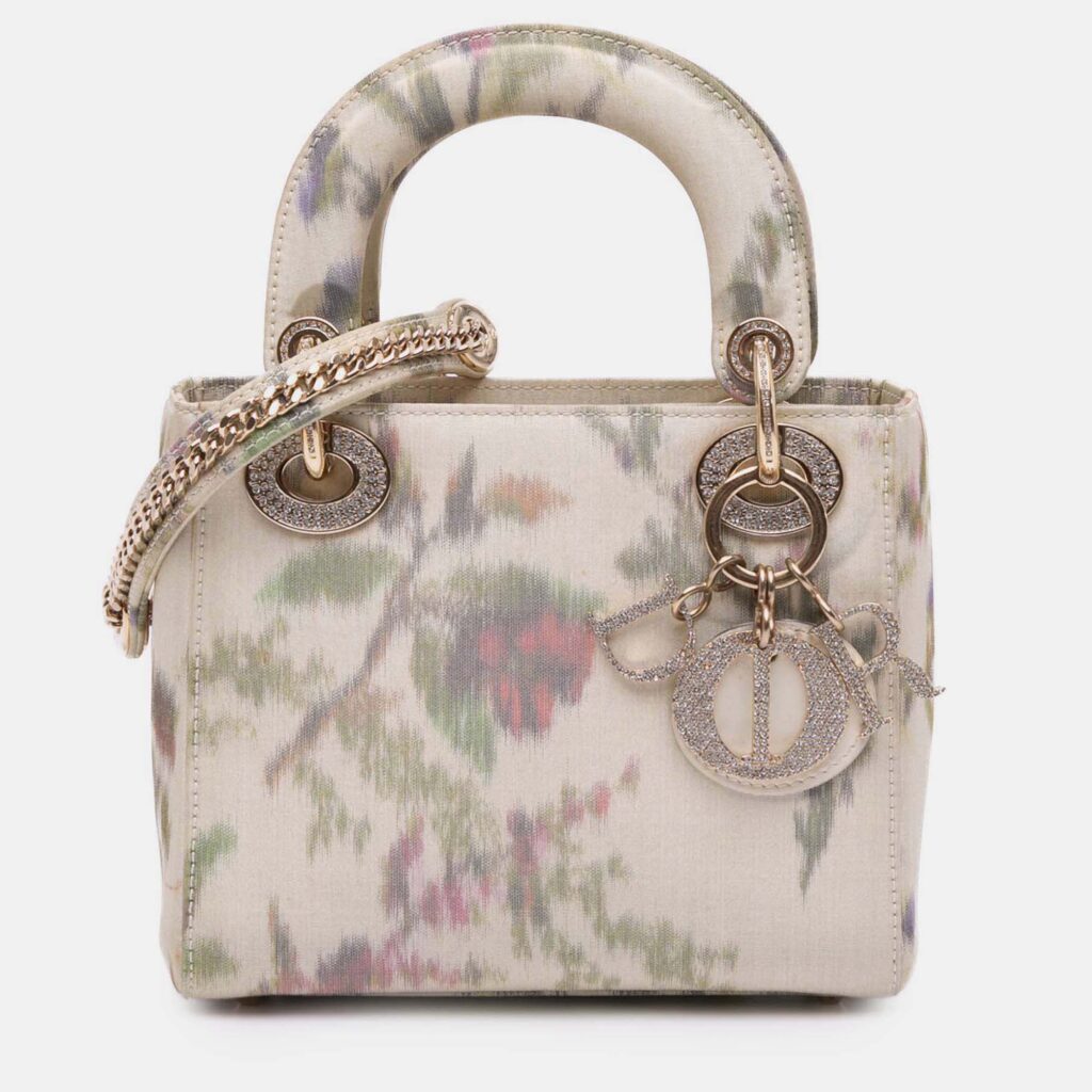 Dior White Mini Satin Floral Crystal Lady Dior Dior White Mini Satin Floral Crystal Lady Dior