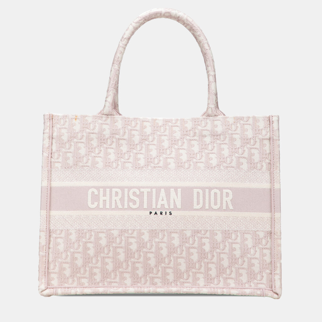 Dior Pink Medium Oblique Embroidered Canvas Book Tote Dior Pink Medium Oblique Embroidered Canvas Book Tote