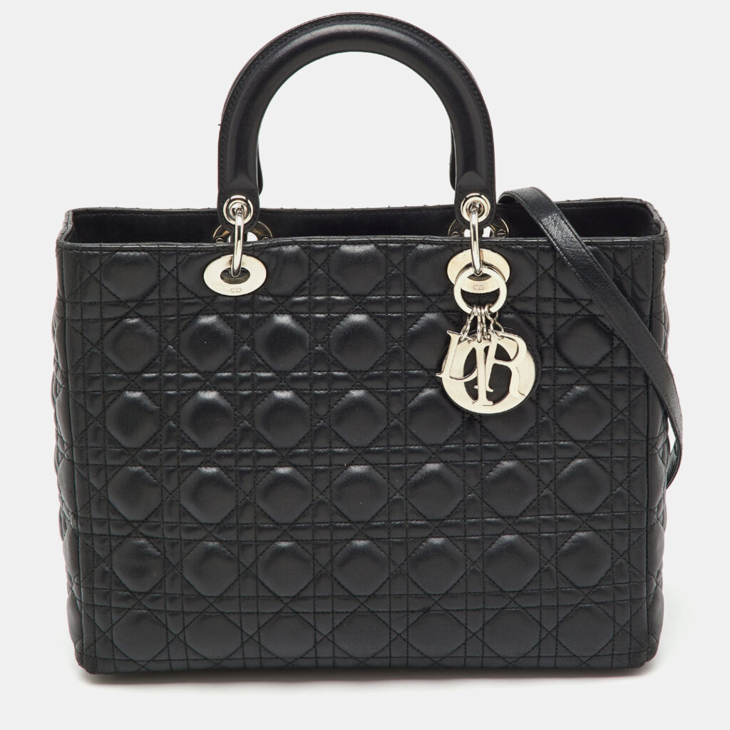 Dior Black Cannage Leather Large Lady Dior Tote Dior Black Cannage Leather Large Lady Dior Tote