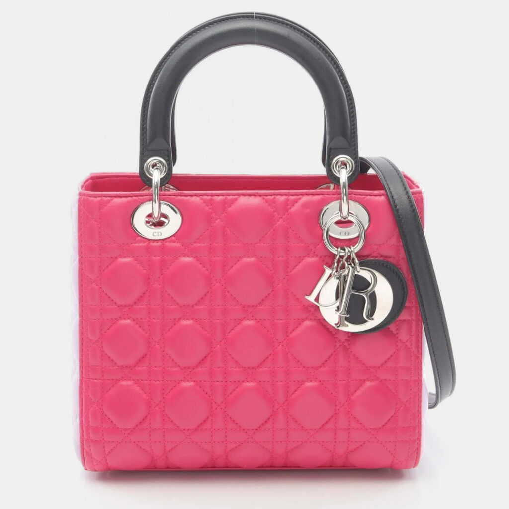 Christian Dior Lady Pink Black Leather Handbag Christian Dior Lady Pink Black Leather Handbag