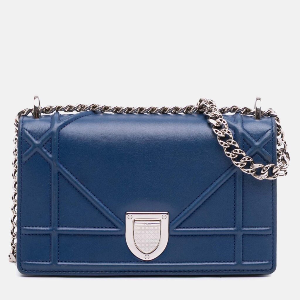 Dior Blue Mini Lambskin Diorama Flap Dior Blue Mini Lambskin Diorama Flap
