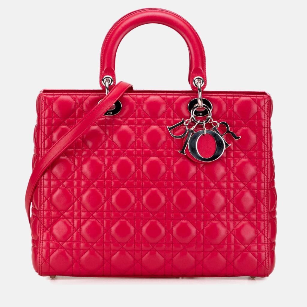 Dior Red Large Lambskin Cannage Lady Dior Dior Red Large Lambskin Cannage Lady Dior
