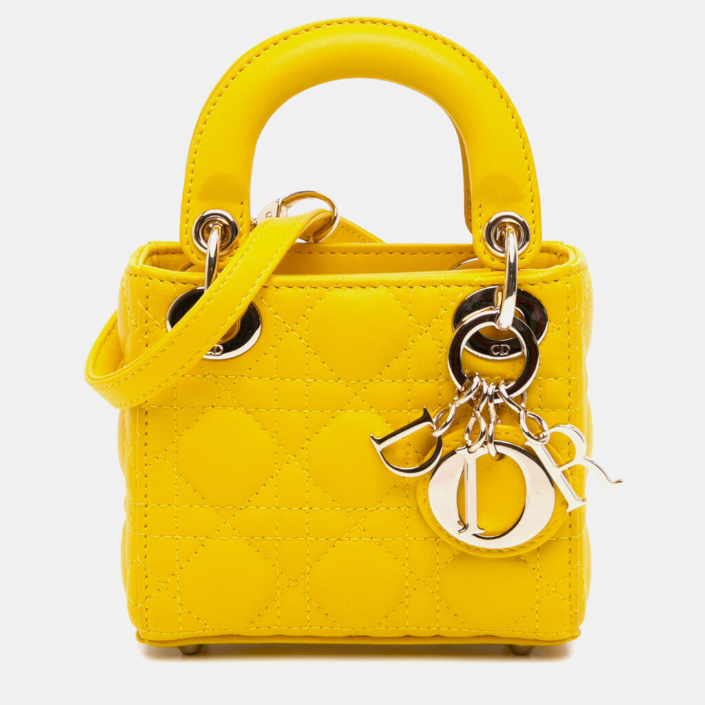 Dior Yellow Micro Lambskin Cannage Lady Dior Dior Yellow Micro Lambskin Cannage Lady Dior