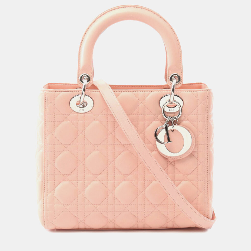 Dior Pink Medium Lambskin Cannage Lady Dior Dior Pink Medium Lambskin Cannage Lady Dior