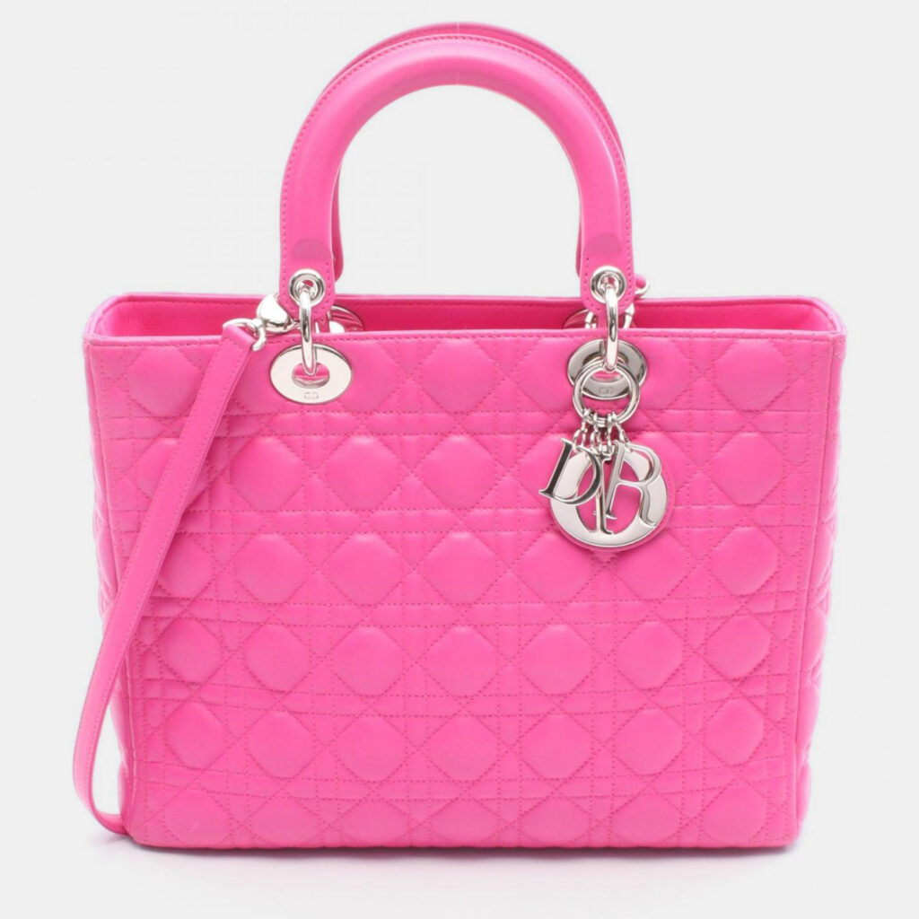 Christian Dior Dior Lady Large Pink Leather Handbag