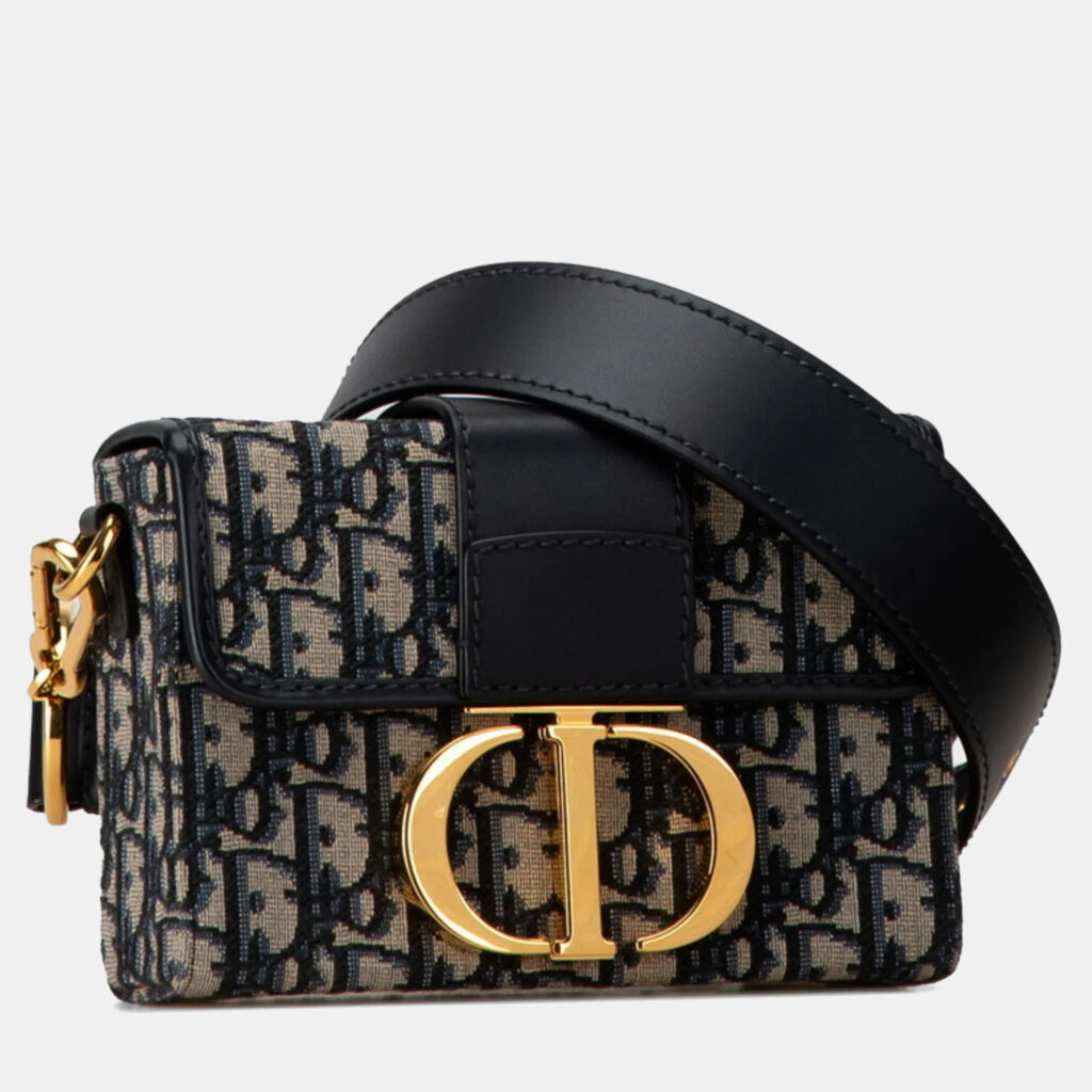 Christian Dior Oblique 30 Montaigne Crossbody Shoulder Bag Navy Beige Leather Jacquard Christian Dior Oblique 30 Montaigne Crossbody Shoulder Bag Navy Beige Leather Jacquard