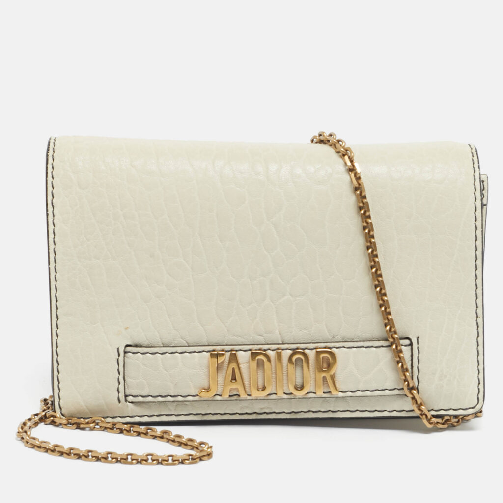 Dior Off -White Leather J'adior Wallet on Chain Dior Off -White Leather J'adior Wallet on Chain