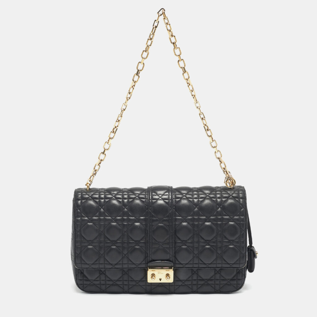 Dior Black Cannage Leather Large Miss Dior Shoulder Bag Dior Black Cannage Leather Large Miss Dior Shoulder Bag