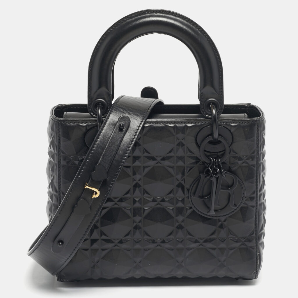Dior Black Mat Diamond Cannage Leather Small Lady Dior My ABCDior Tote Dior Black Mat Diamond Cannage Leather Small Lady Dior My ABCDior Tote
