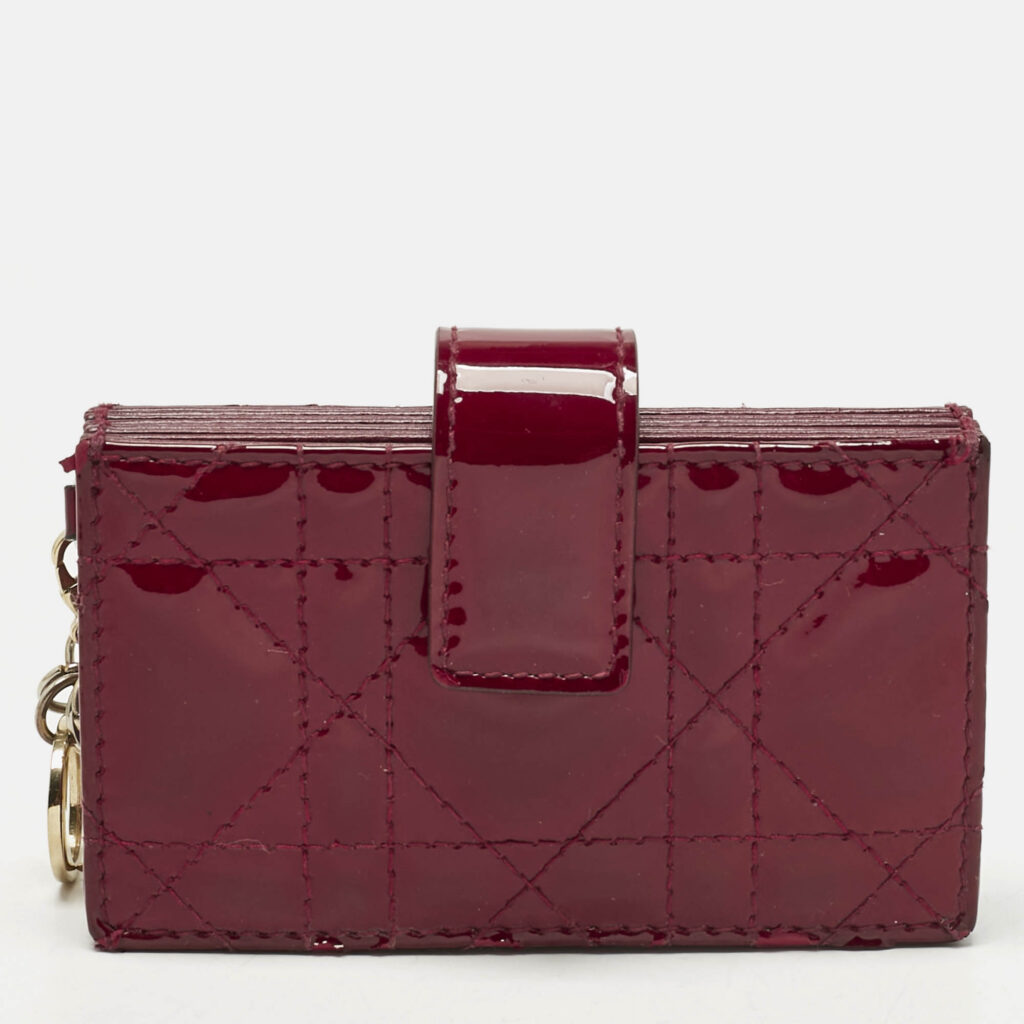 Dior Red Cannaga Patent Leather Gusset Card Holder Dior Red Cannaga Patent Leather Gusset Card Holder