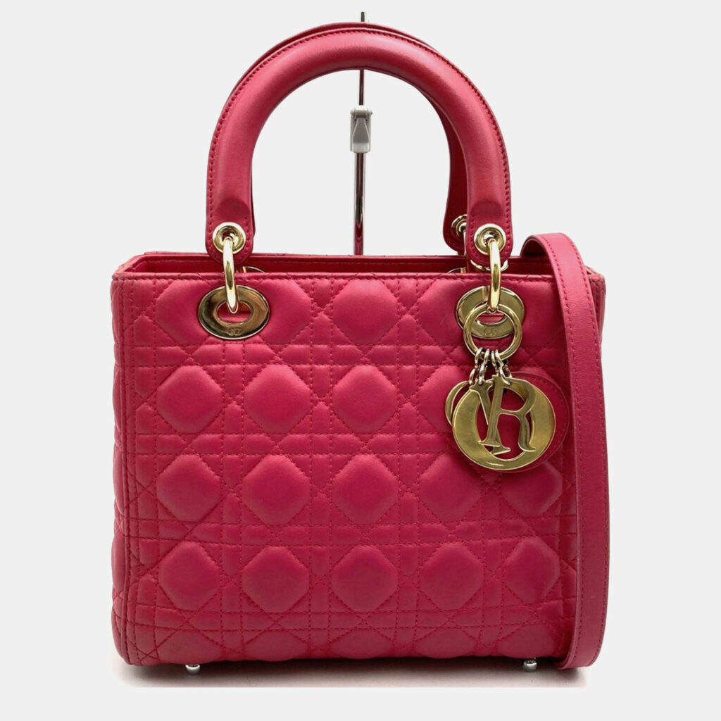Christian Dior Lady Medium Pink Leather Handbag Christian Dior Lady Medium Pink Leather Handbag