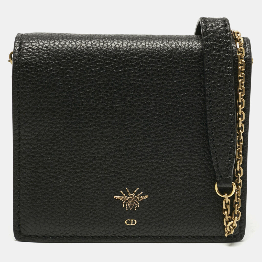 Dior Black Leather D Bee Wallet On Chain Dior Black Leather D Bee Wallet On Chain