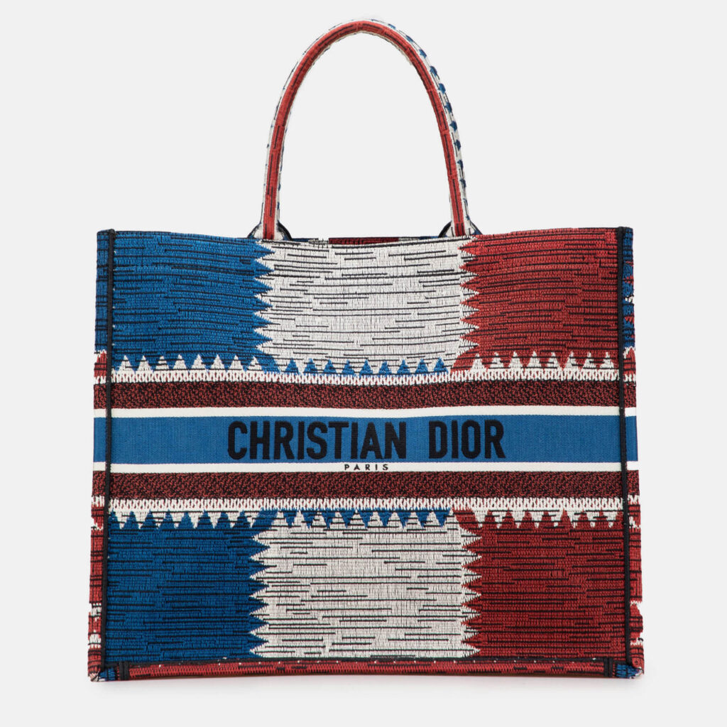 Dior Blue Large Canvas French Flag Book Tote Dior Blue Large Canvas French Flag Book Tote