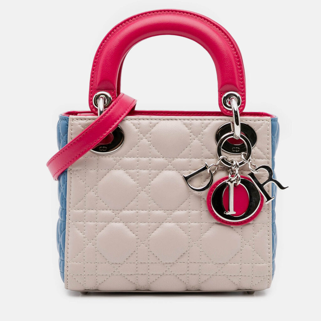 Dior off White Mini Tricolor Lambskin Cannage Lady Dior Dior off White Mini Tricolor Lambskin Cannage Lady Dior