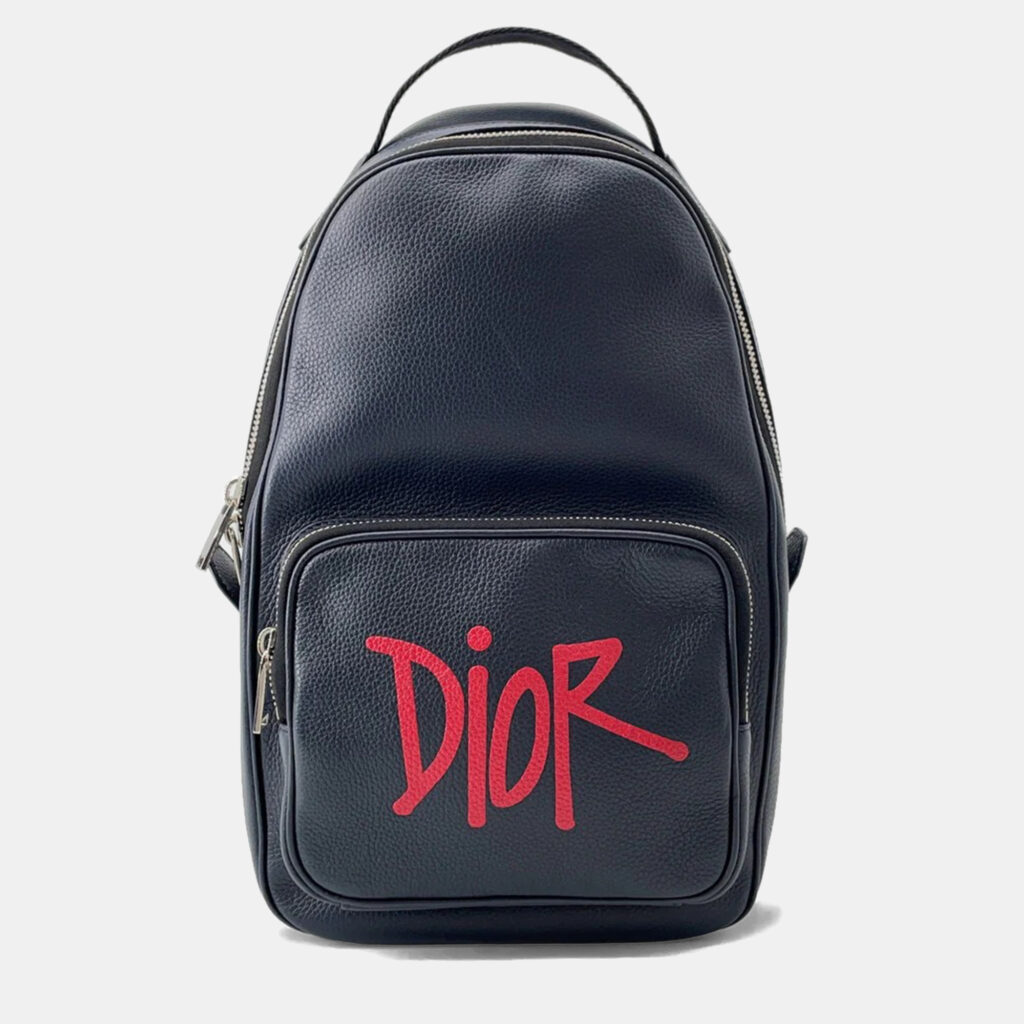 Christian Dior Shawn Stussy Collaboration 2020 Navy Blue Leather Crossbody Bag Christian Dior Shawn Stussy Collaboration 2020 Navy Blue Leather Crossbody Bag