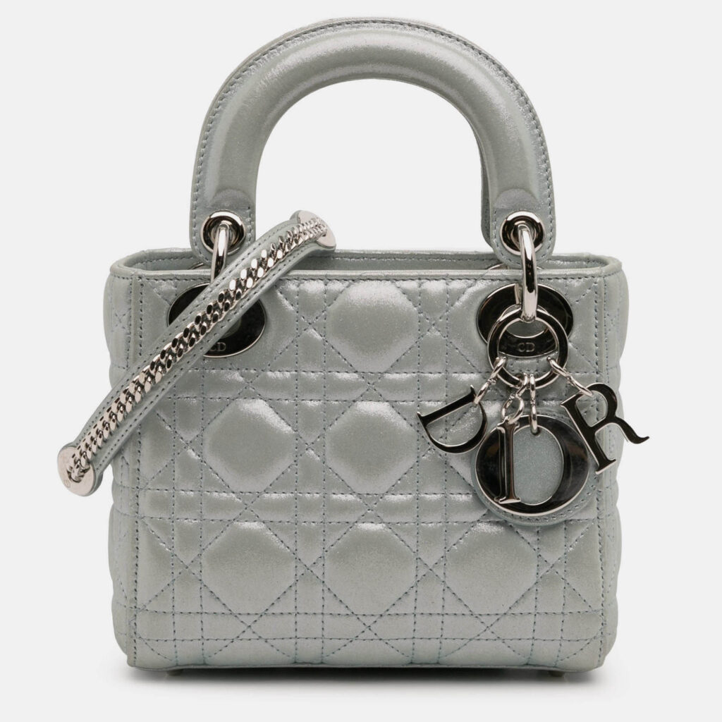Dior Blue Mini Iridescent Lambskin Cannage Lady Dior Dior Blue Mini Iridescent Lambskin Cannage Lady Dior