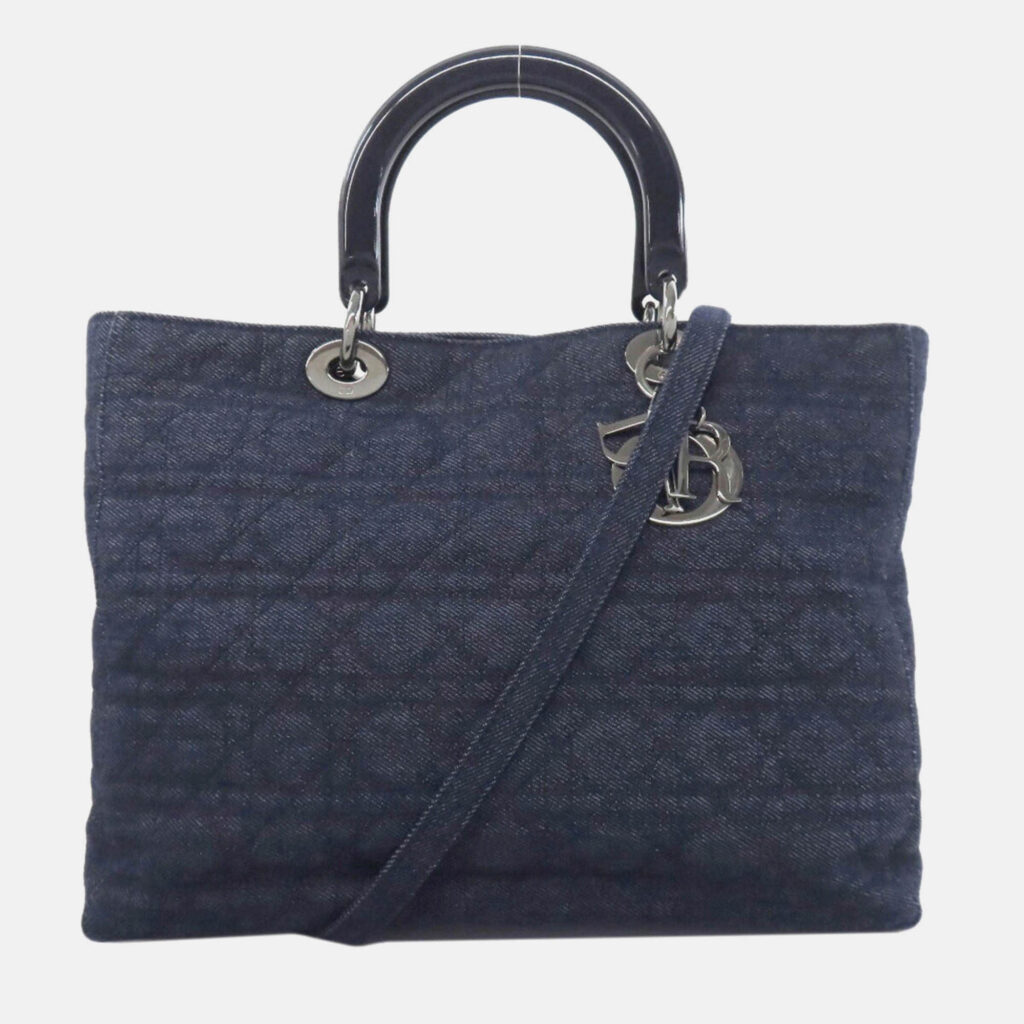 Christian Dior Lady Cannage Tote Handbag Denim