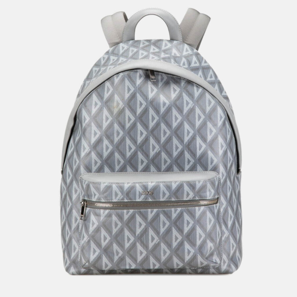 Christian Dior Dior Cd Diamond Hit The Road Backpack Gray Coated Canvas Leather Christian Dior Dior Cd Diamond Hit The Road Backpack Gray Coated Canvas Leather