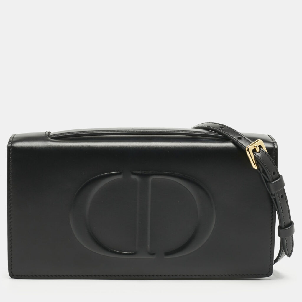 luxury-women-dior-used-handbags-p1210682-013.jpg Dior Black Leather CD Signature Clutch