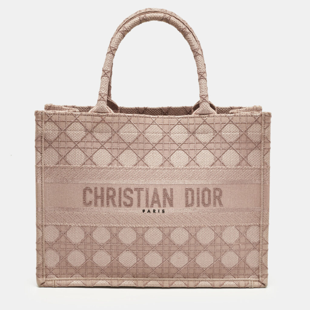 luxury-women-dior-used-handbags-p1210838-013-1.jpg Dior Metallic Pink Cannage Embroidered Canvas Medium Book Tote