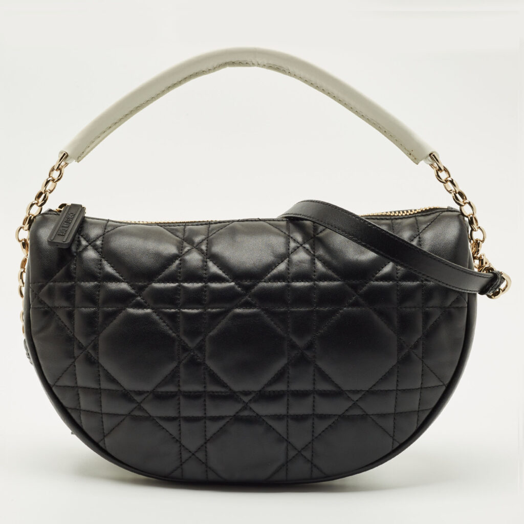 Dior Black/White Cannage Leather Medium Vibe Hobo