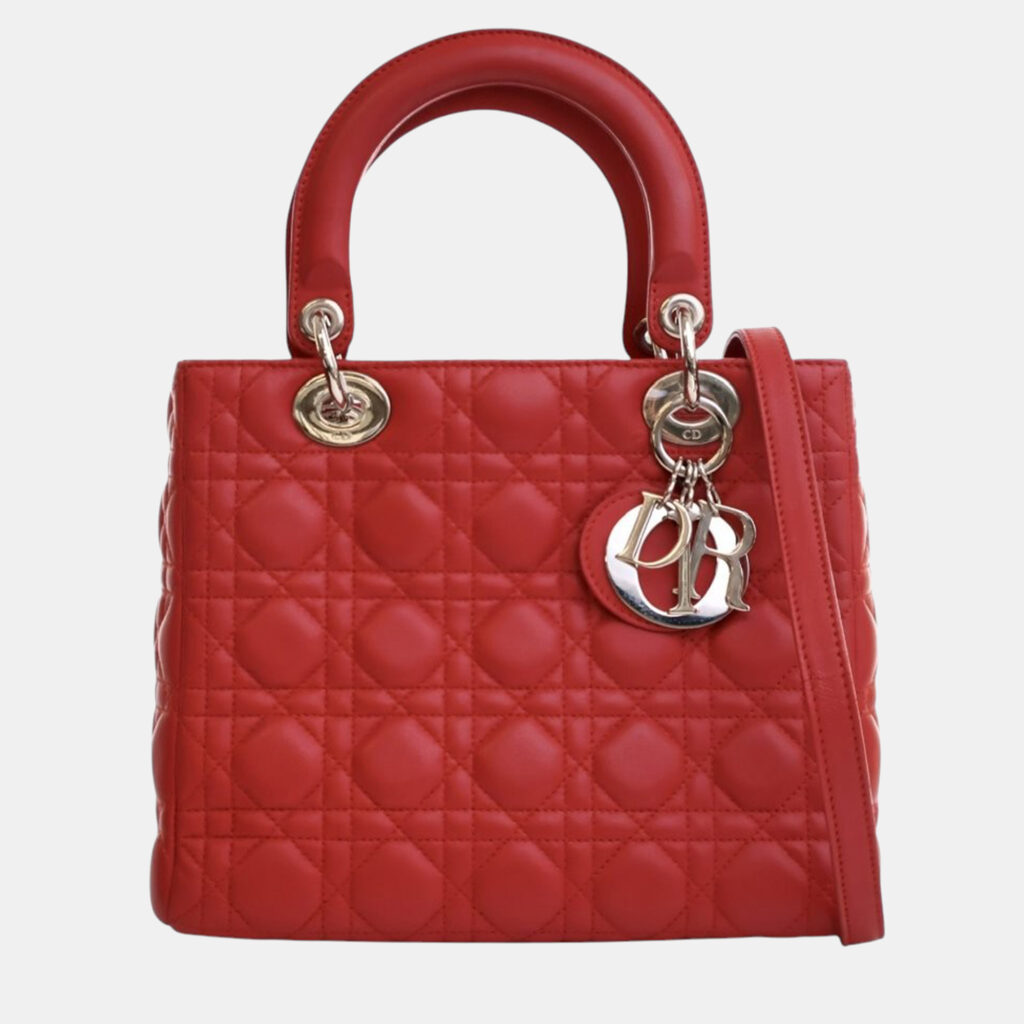 Dior Red Medium Lambskin Cannage Lady Dior Dior Red Medium Lambskin Cannage Lady Dior