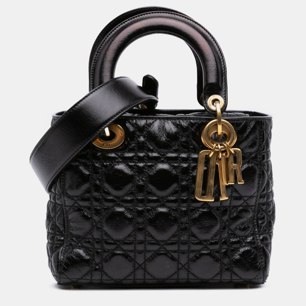 Dior Black Small Crinkled Patent Cannage My ABCDior Lady Dior Dior Black Small Crinkled Patent Cannage My ABCDior Lady Dior