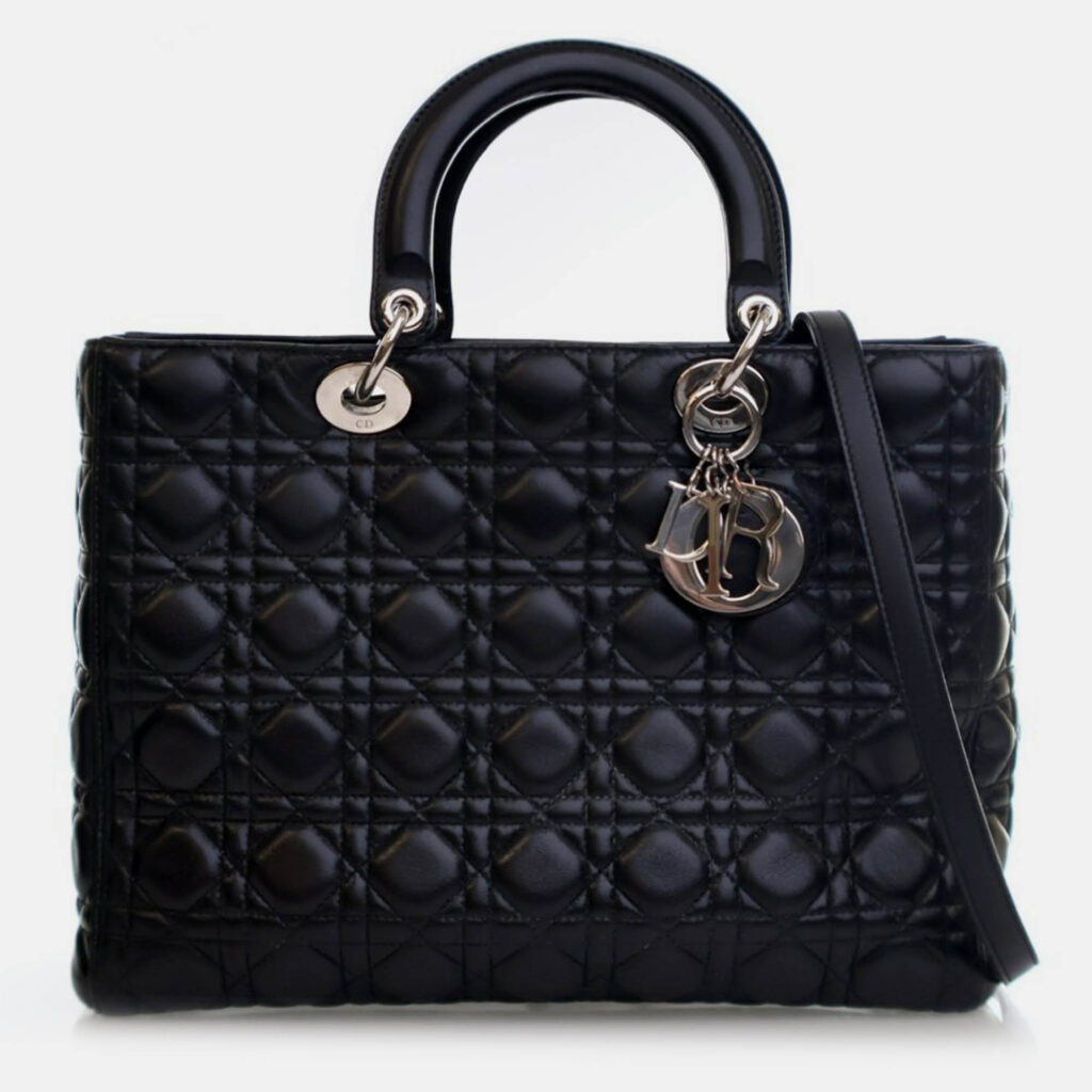 Dior Vintage Large Black Lambskin Lady Dior