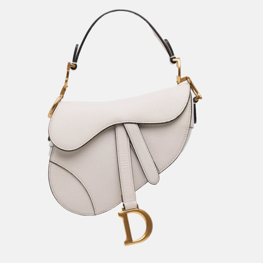 Dior White Mini Grained Calfskin Saddle Bag Dior White Mini Grained Calfskin Saddle Bag