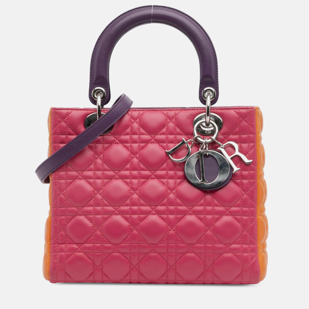 Dior Multicolor Medium Tricolor Lambskin Cannage Lady Dior
