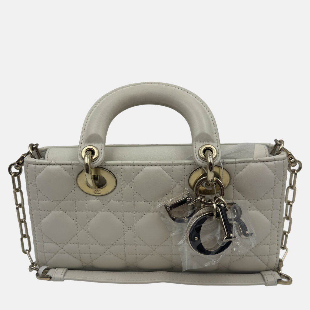 Dior White Cannage Leather Medium Lady D-Joy Tote