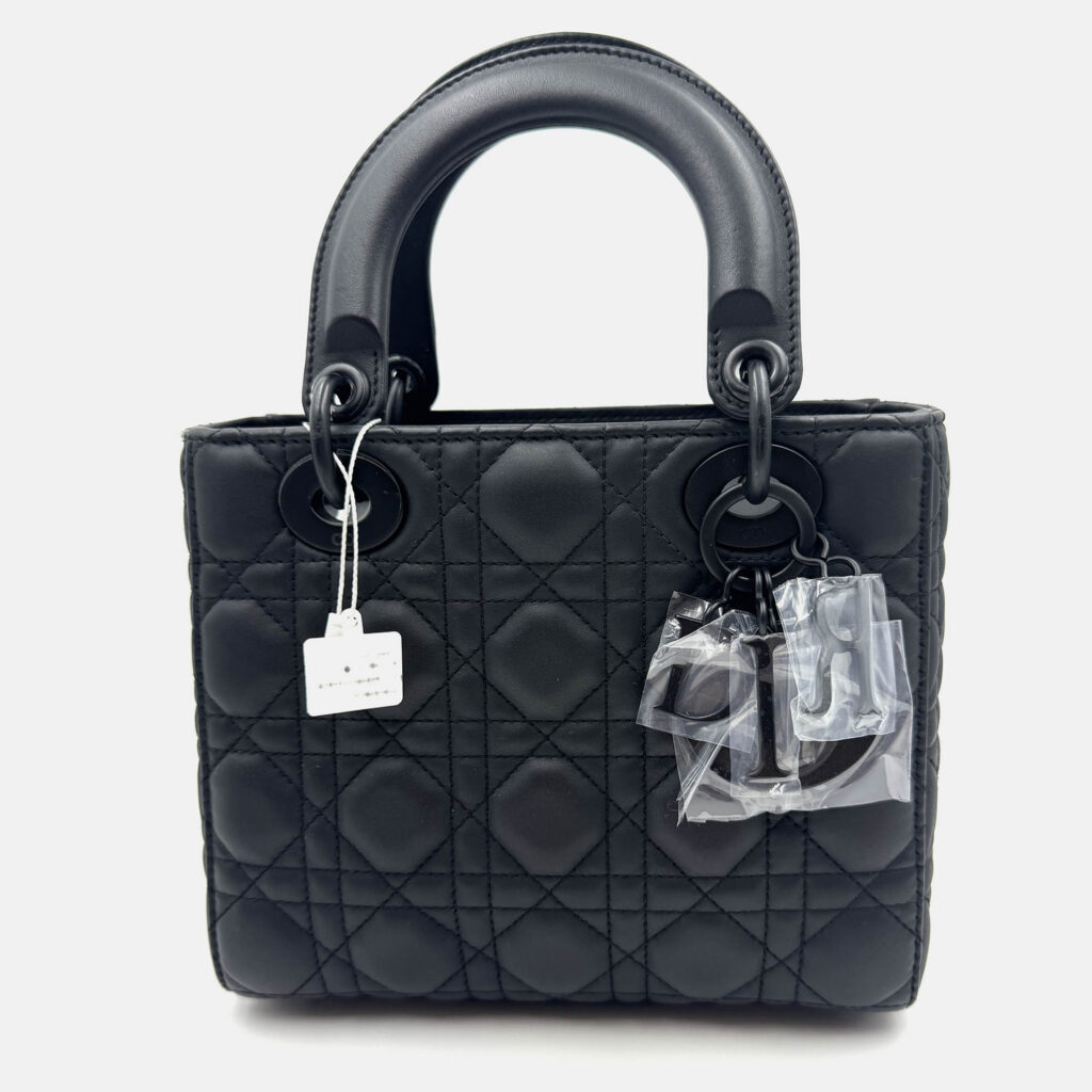 Dior Black Cannage all black Matte Leather Small Lady Dior Tote Dior Black Cannage all black Matte Leather Small Lady Dior Tote