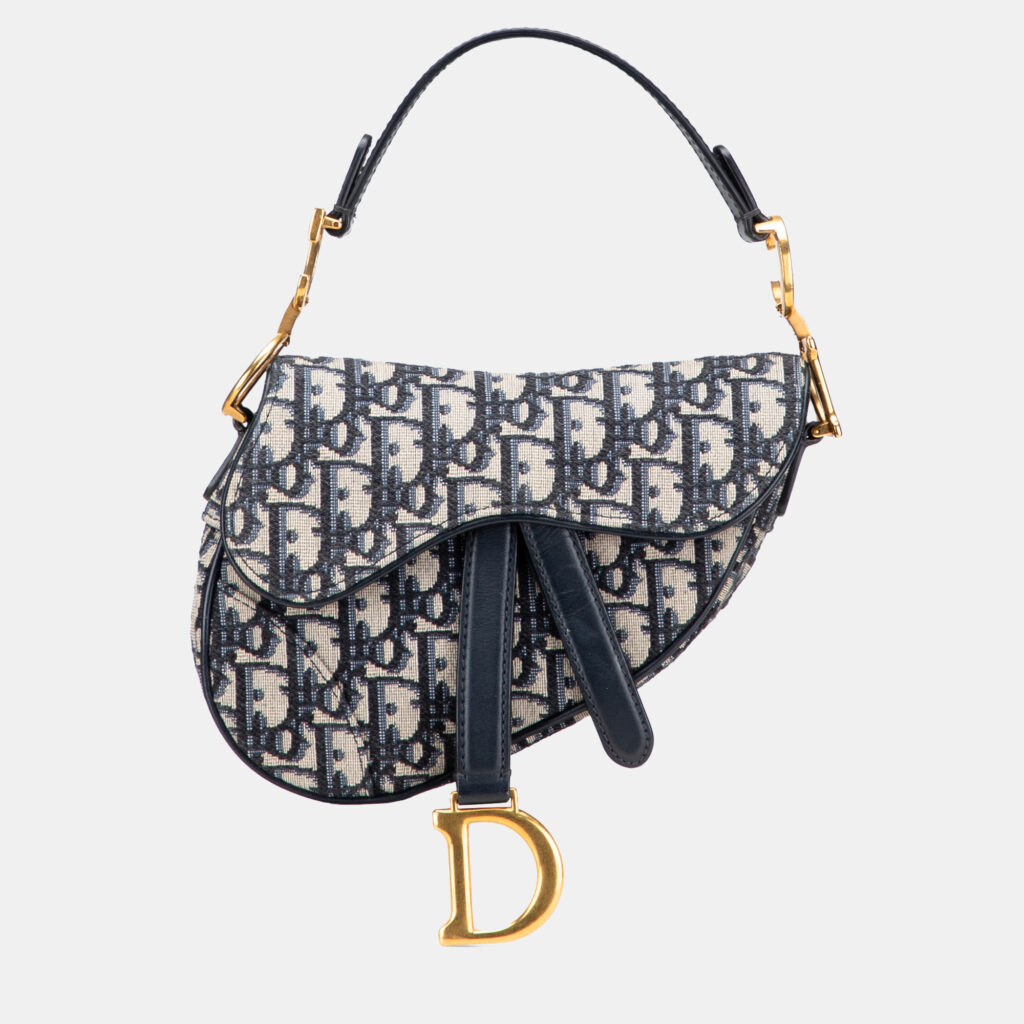 Dior Navy Blue Mini Oblique Canvas Saddle Bag Dior Navy Blue Mini Oblique Canvas Saddle Bag