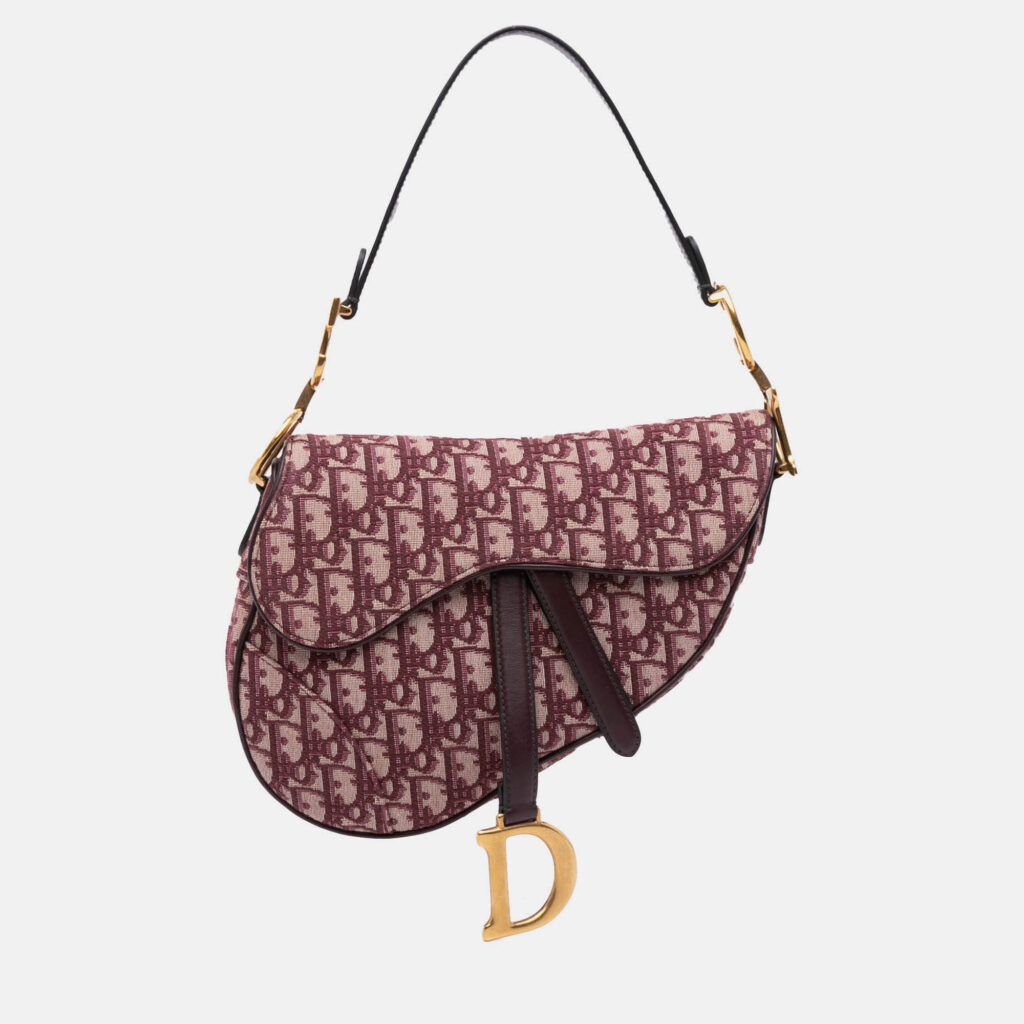 luxury-women-dior-used-handbags-p1213708-010.jpg Dior Red Mini Oblique Canvas Saddle Bag