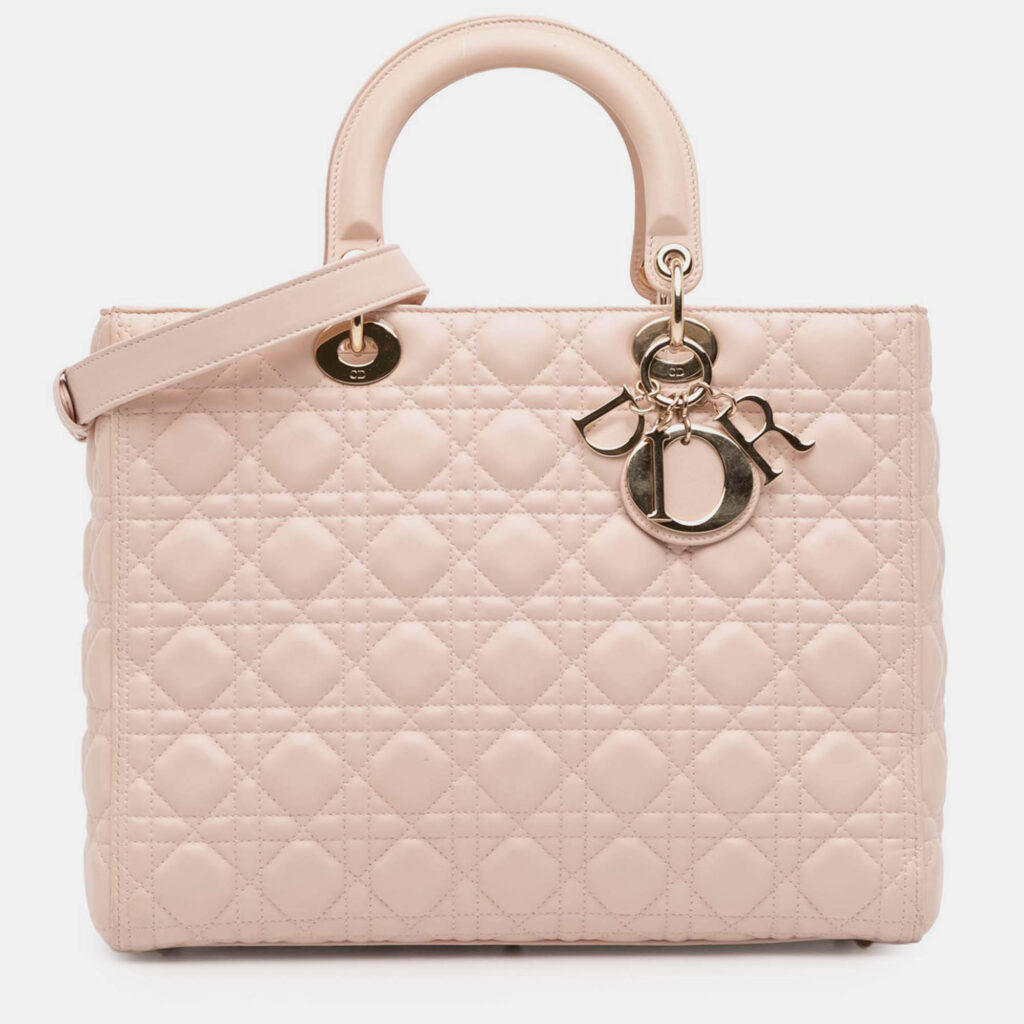Dior Pink Large Lambskin Cannage Lady Dior Dior Pink Large Lambskin Cannage Lady Dior