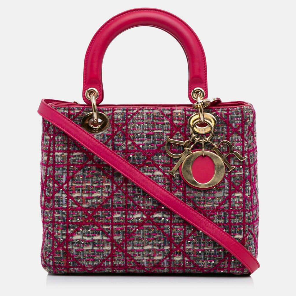 Dior Pink Medium Tweed Macrocannage Lady Dior Dior Pink Medium Tweed Macrocannage Lady Dior